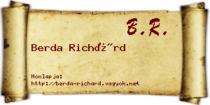 Berda Richárd névjegykártya